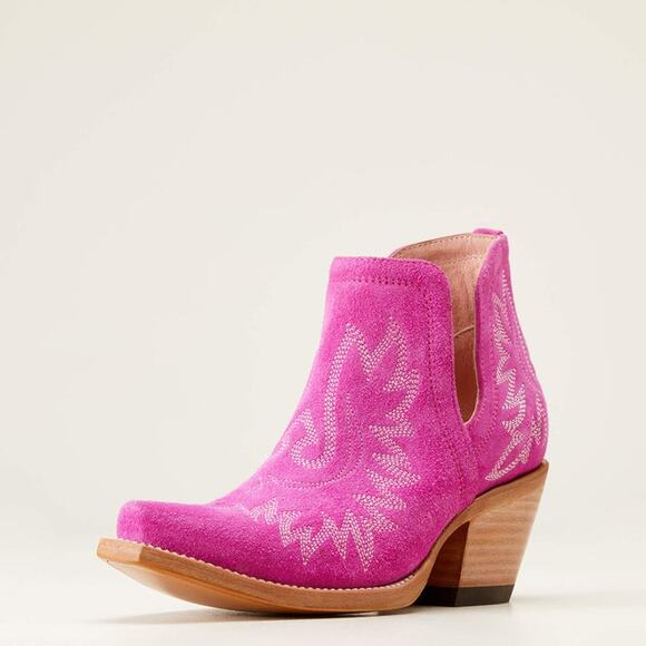 NEW Ariat Dixon Pink Suede Western Bootie Rodeo Festival Cowgirl Size 7 B Bold - Picture 3 of 16
